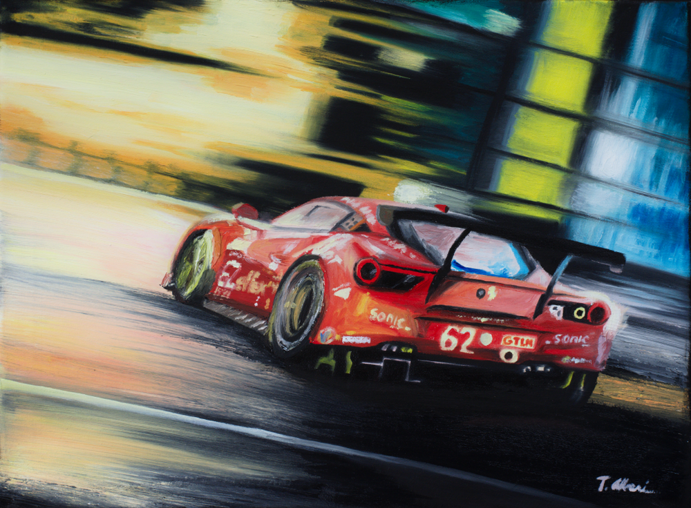 【F8号】 talisman 油画 油彩 oil painting ポピー　赤 Ferrari 458 Daytona 24 Oil Painting — Tom Alberi